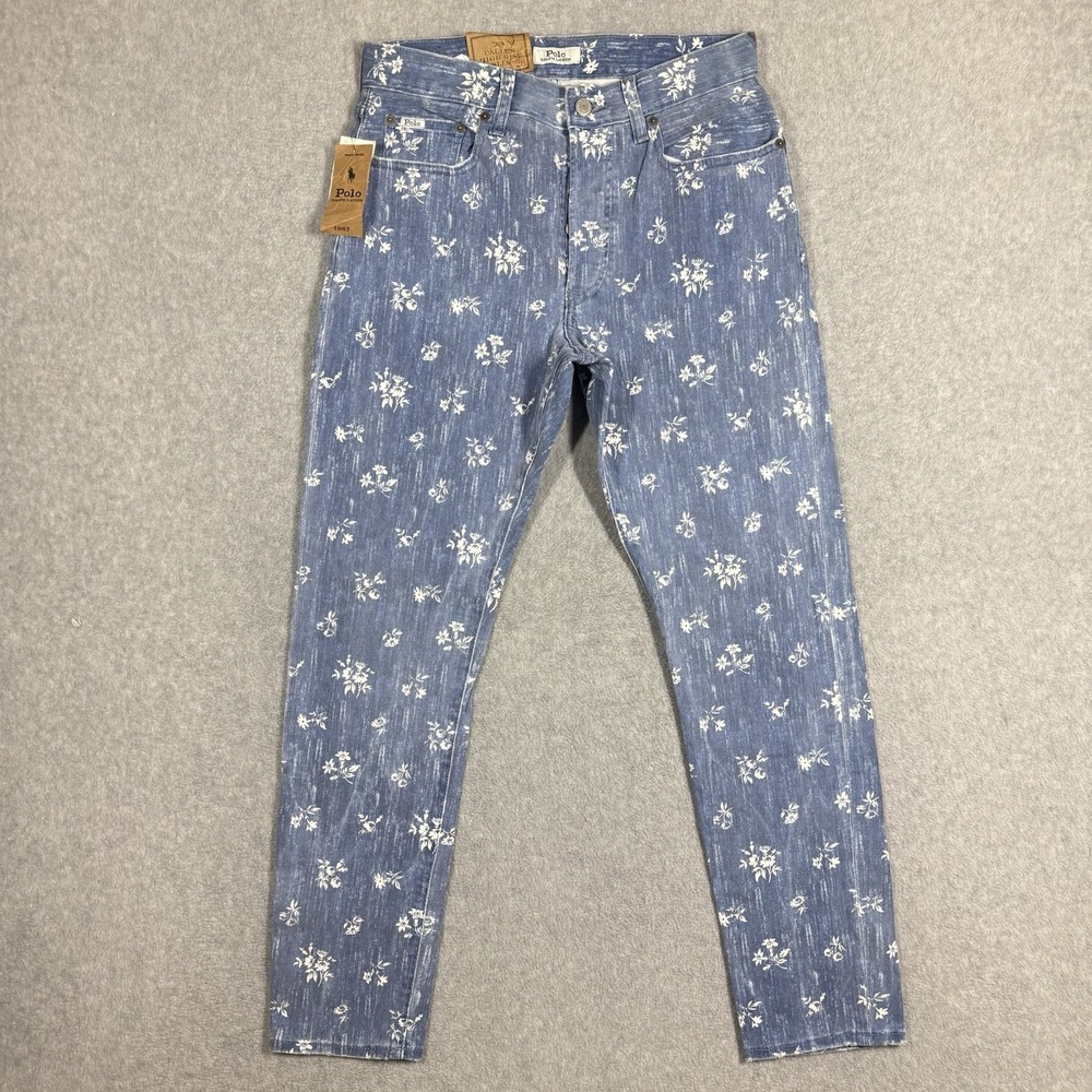 NWT Polo Ralph Lauren CALLEN HIGH RISE SLIM Womens 28x28 Blue Floral Printed NEW